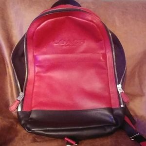 Red leather Coach backpack